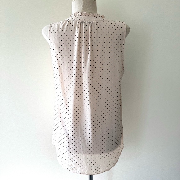 41 Hawthorn Prinsloo Pale Pink Polka Dot Ruffle Feminine Sleeveless Blouse - Picture 5 of 11